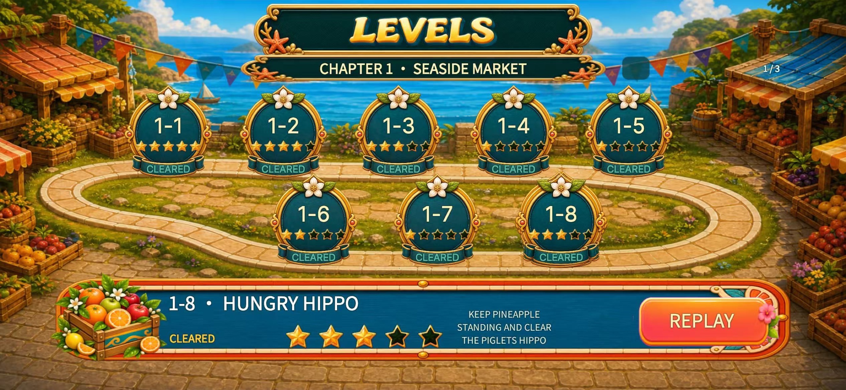Fruit Stand Battle chapter one level selection